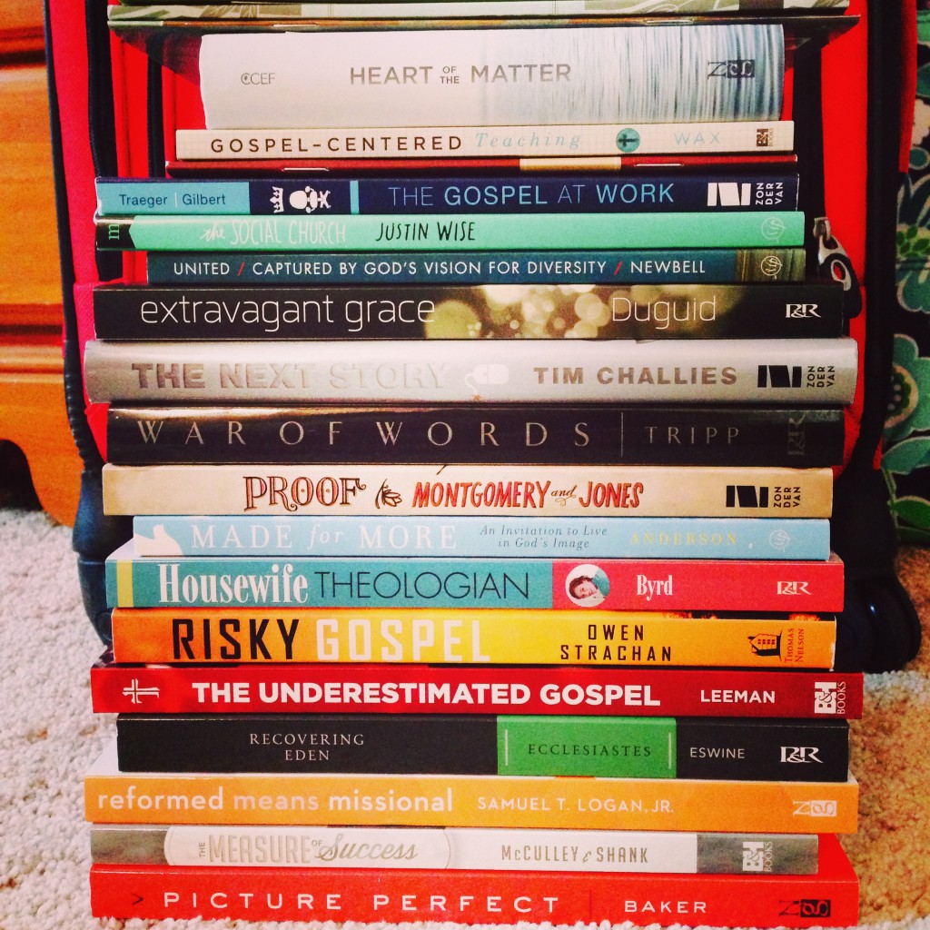 stack of books, gospel coalition